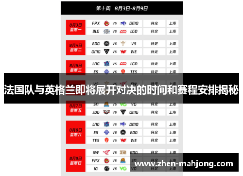 法国队与英格兰即将展开对决的时间和赛程安排揭秘 法国队与英格兰即将展开对决的时间和赛程安排揭秘